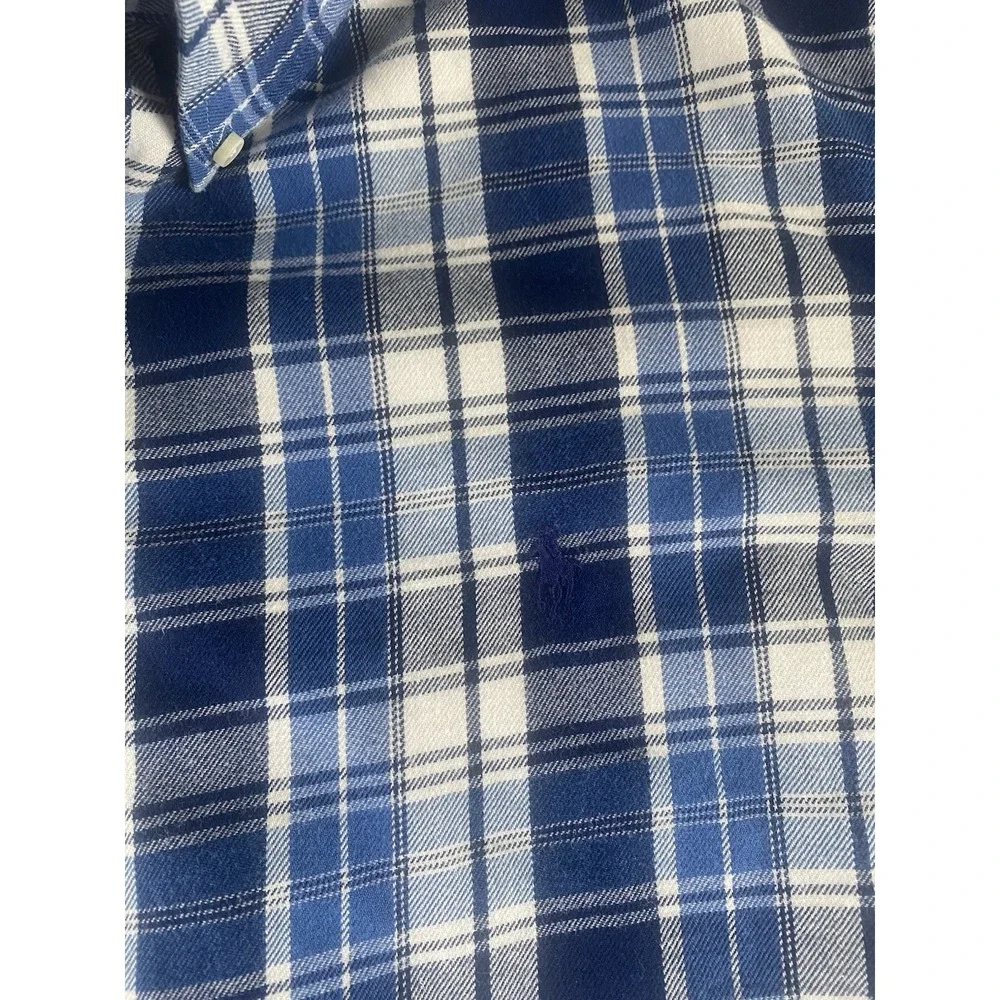 Polo Ralph Lauren Classic Fit Performance Blue Buffalo Plaid‎ Flannel Mens XXL